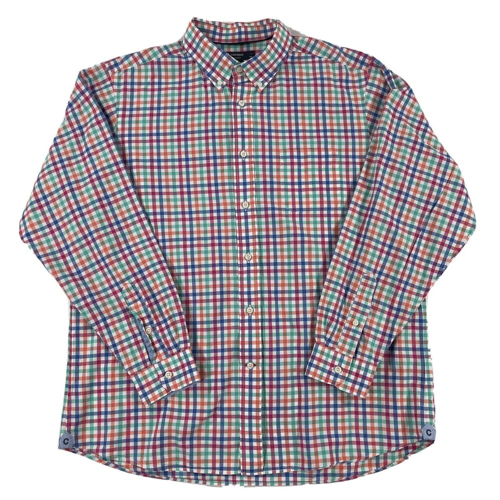 Cremieux Classics Mens Colorful Check Long Sleeve Cotton Button Down Shirt XL